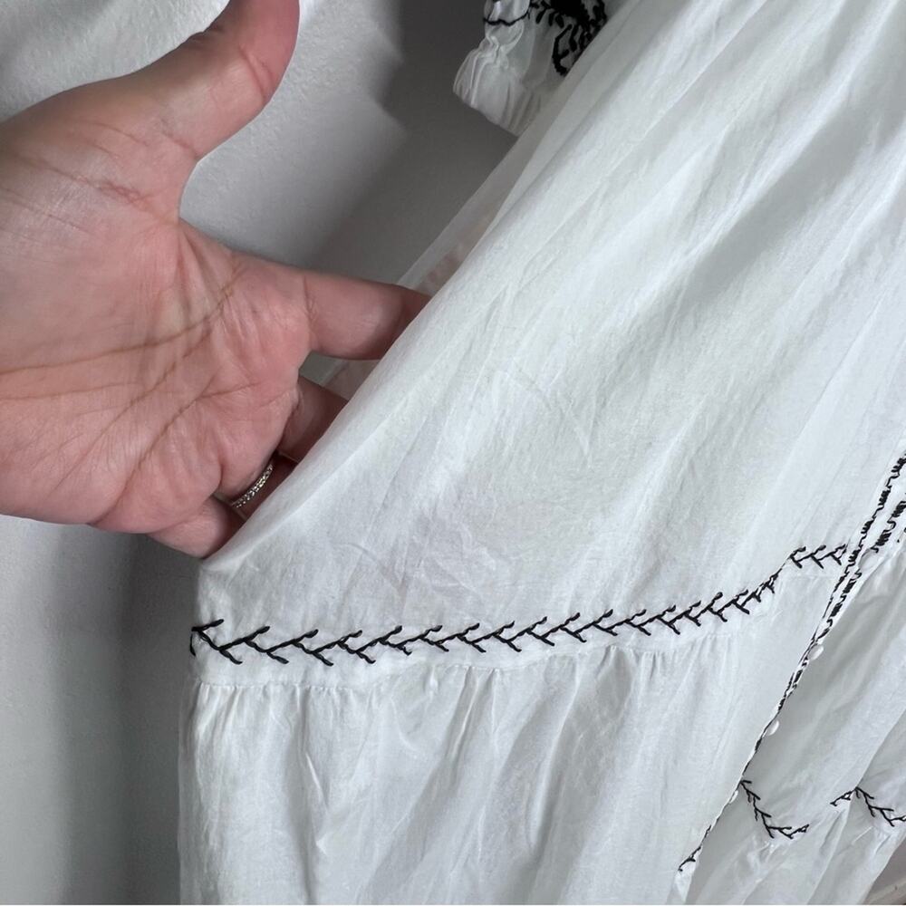 New Johnny Was  Jade Irenie Cam Tiered Midi Embroidered Dress White Sz XL - Picture 7 of 8